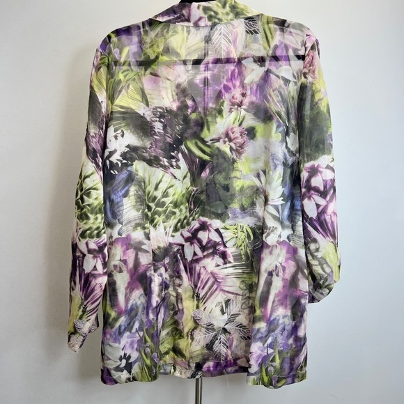 CJ Banks purple floral lightweight gauze blouse top 1X - Picture 3 of 13